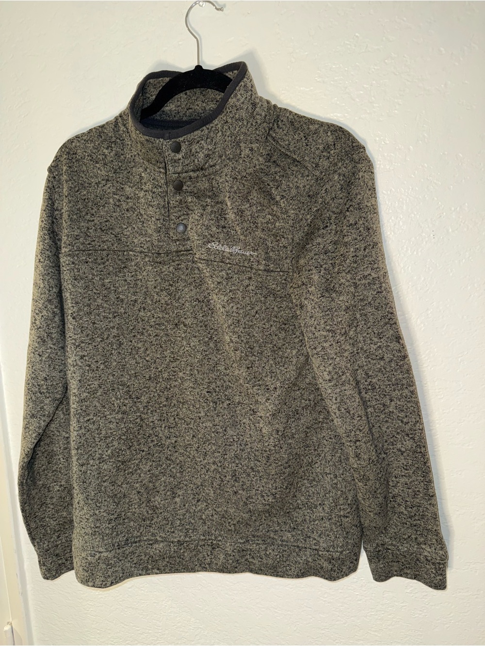 Eddie Bauer Men’s Gray Heather Snap Turtleneck Sweater
